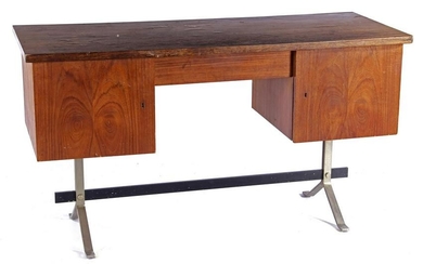 Rosewood and walnut veneer desk