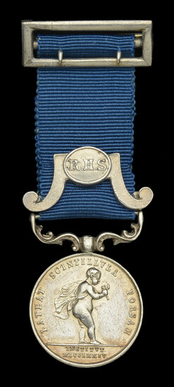 Royal Humane Society, silver medal, with Second Award Bar, the edge contemporarily...