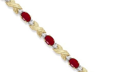 Ruby and Diamond XOXO Link Bracelet in 14k Yellow Gold 6.65ctw