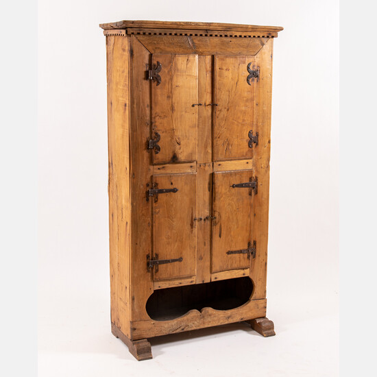 Rustic Pine Four Door Cupboard with Wrought Iron Hinges