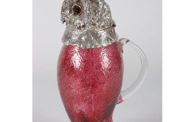 SILVER-PLATED RUBY GLASS CLARET JUG