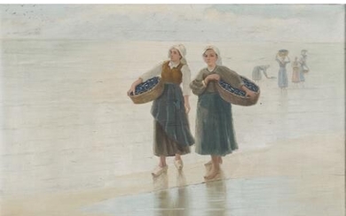 SIMONSON-CASTELLI, ERNST OSKAR (1864-1929), "Muschelsucherinnen am Strand"