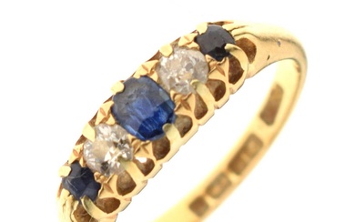 Sapphire and diamond 18ct gold boat head ring