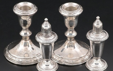 Schweitzer Silver Co. Sterling Silver Candlesticks with Empire Sterling Shakers