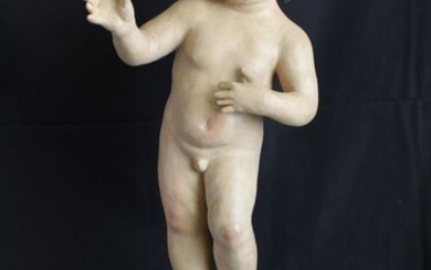 Sculpture, Leccese Child - 75 cm - Papier-mache - Second half 18th century