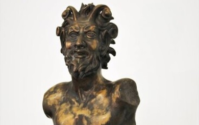 Sculpture, bust of Faun - 84 cm - Bronze - Second half 20th century
