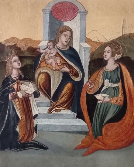 Scuola Veneto-Cretese (XVI) - Madonna con bambino e sante