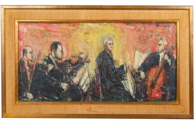 Signed Orchestra Scene Oil Painting
