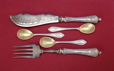 Silver spoons and serving cutlery, around 1900/20,...