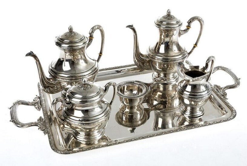 Silver tea set 5 + tray