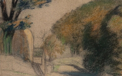 Sir William Rothenstein, British 1872-1945 - Country Lane; pencil and pastel on paper, 21 x 30 cm Provenance: with Brandler Galleries, Brentwood; Christies, London, 1st July 2004, lot 50; Private Collection, UK