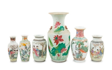 Six Chinese Famille Rose Porcelain Vases