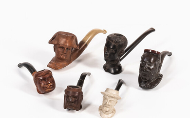 Six Pipes with Figural Bust Bowls.