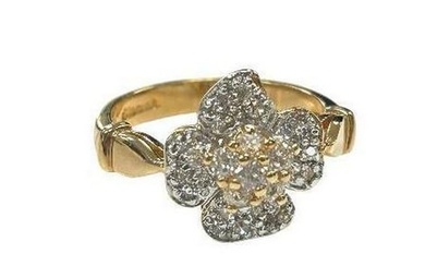Size 8 Yellow Gold 18KTGP White Swarovski Crystal Flower Ring