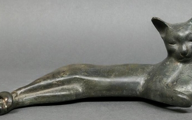 "Sleeping Cat" Modern Bronze Sculpture