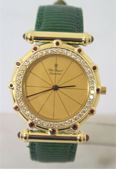 Solid 18k Unisex THE ROYAL DIAMOND Watch with 0.75 Ct