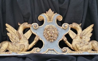Sopraporta - polychromed and gilt wood - Late 19th century
