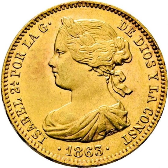 Spain - 100 reales -Isabel II (1833-1868). Madrid, 1863. - Gold