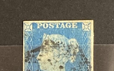 Stamps: 1840, 2d blue (twopence), pale blue, Plate 2,...