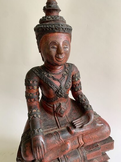 Statue - Wood - Buddha - Cambodia - Late 19th - early 20th century