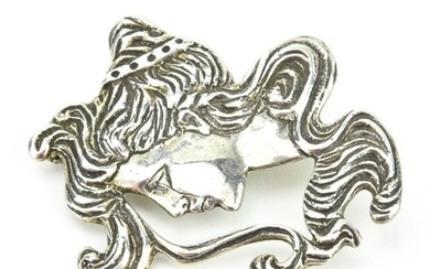 Sterling Silver Art Nouveau Style Figural Brooch