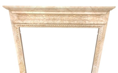 Swedish Painted and Distressed Decorated Fire Surround in Faux Marble Finish