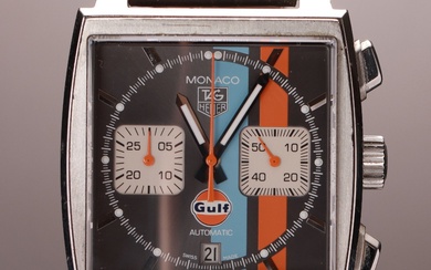 TAG Heuer Monaco 'Gulf' Limited Edition. Steel men's wristwatch ref. CAW2113