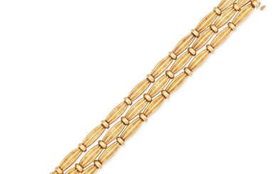 TIFFANY & CO., A GOLD TIFFANY SIGNATURE BRACELET, 1992 in 18ct yellow gold, comprising three rows of