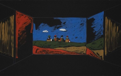 Tano Festa, I guardiani del castello, 1986, acrilico su tela, cm 60x100,...