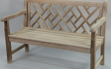 Teak outdoor chinese Chippendale style bench, 48".