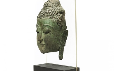 Thailand, a bronze fragment of a Buddha head, Sukhotay, 16th-17th century.