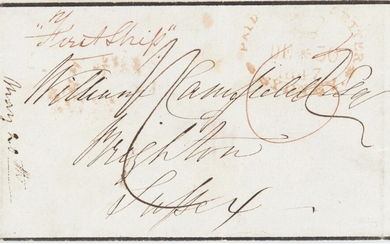 The Toulmin Packet Service Australia to U.K. Voyage 25 1847 (30 Dec.) mourning envelope from Sy...