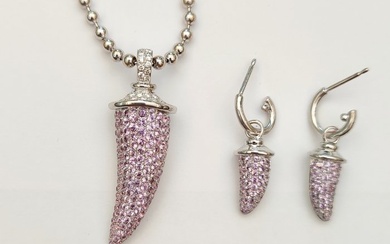 Theo Fennell - 2 piece jewellery set - 18 kt. White gold - 2.90 tw. Sapphire - Diamond