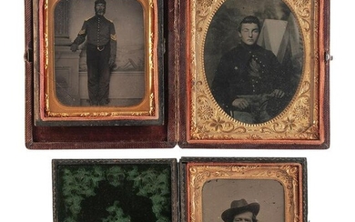 Three Cased Tintype Portraits of Artillerymen