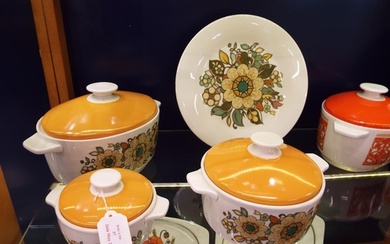 Three Royal Doulton 'Forest Flowers' casserole dishes and a ...