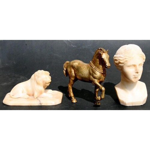 Three antique Grand Tour items to include a marble bust of a...