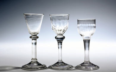 Three small wine glasses c.1730-40