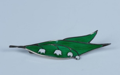 Thune Sterling Silver & Enamel Lily of the Valley Brooch Pin