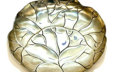 Tiffany Gold Wash Sterling Silver Round Leaf Dish