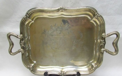 Tray - .900 silver - 770 gr. - Spain - Late 19th century