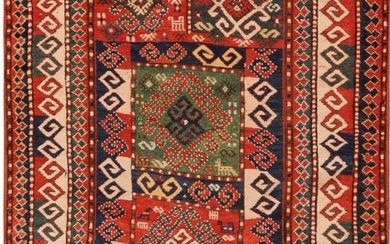 Tribal Antique Caucasian Kazak Rug 7 ft 6 in x 4 ft 4 in (2.29 m x 1.32 m)