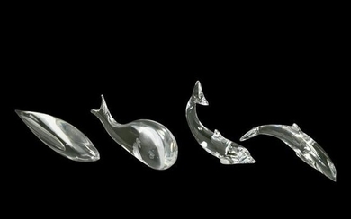 Two Baccarat Dolphins and Two Kosta Pieces.