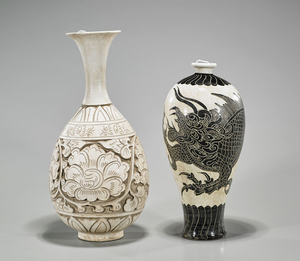 Two Chinese Song-Style Glazed Pottery Vases