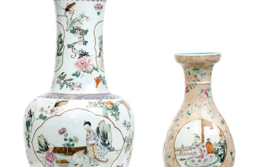 Two Chinese famille rose vases Republic period/20th century The first enamelled with...