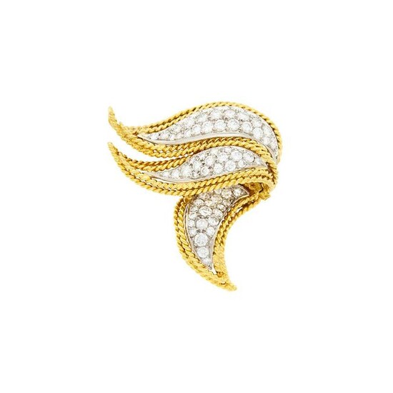 Two-Color Gold and Diamond Brooch