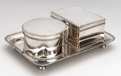 Two Dutch silver biscuit boxes and tray