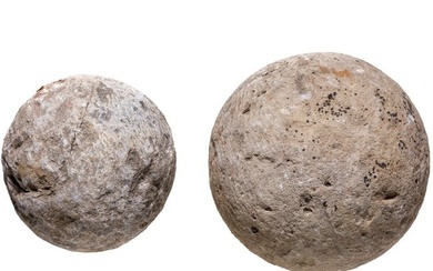 Two German cannon balls made of stone, circa 1500