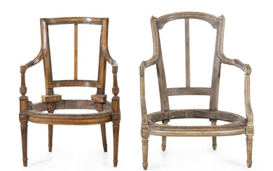 Two Louis XVI Style Fauteuil Frames