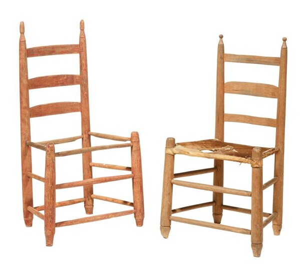 Two Louisiana Cypress Ladder-Back Chairs
