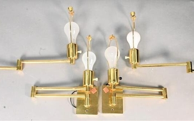 Two Pairs of Hansen Brass Wall Lamps